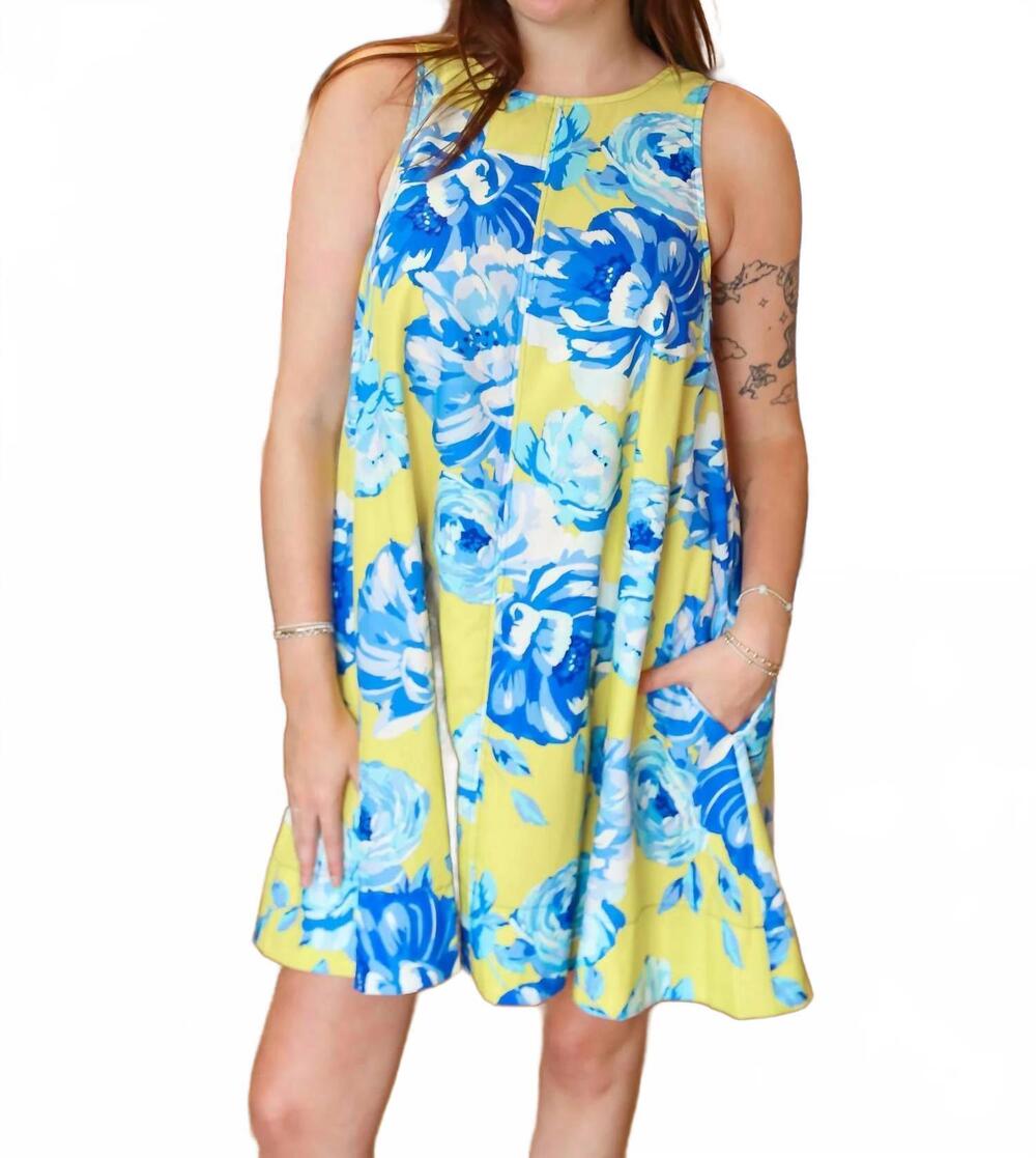 NEW FATE stacy mini dress in yellow and blue